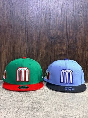 NWT New Era 9FIFTY Mexico Snapback Hat Bundle Green Red Lavender Black OSFA